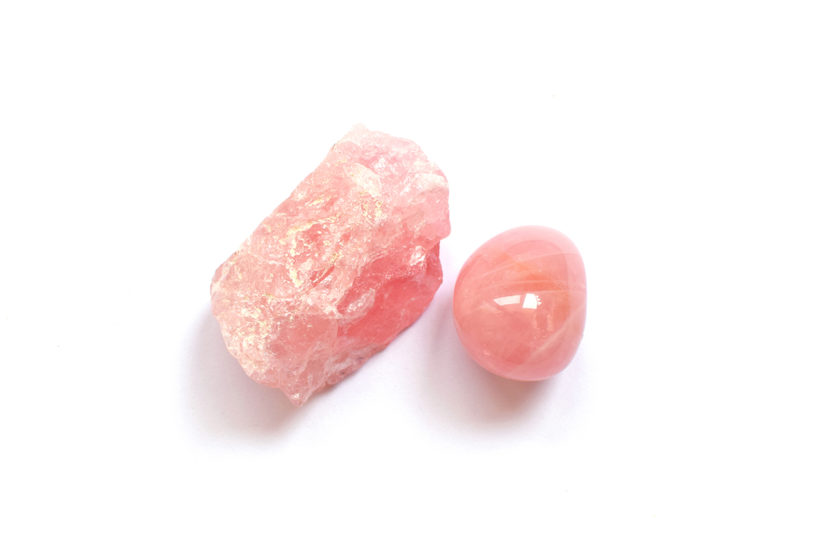 Crystals of rose quartz